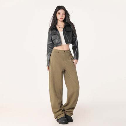 Bumi House# American Retro Machete Pants Leg-closed Design Overalls Loose All-match Wide Leg Casual Pants for Men and Women