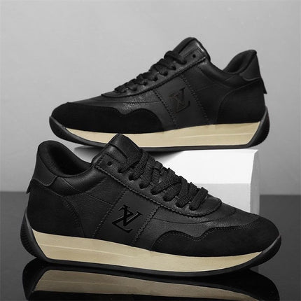 Men's Shoes 2026 Spring New Leather Casual Shoes Trendy Versatile Thick-Soled Height-Increasing Sneakers Men's Board Shoes