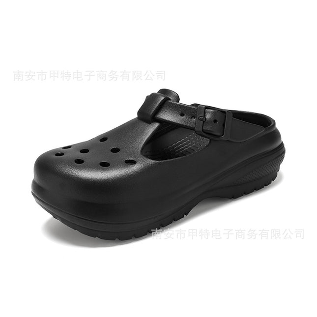 Aliexpress Summer Breathable Large Size Soft Bottom Croc Shoes Thick Sole Garden Sandals Outdoor Beach Shoes Casual Women's Shoes