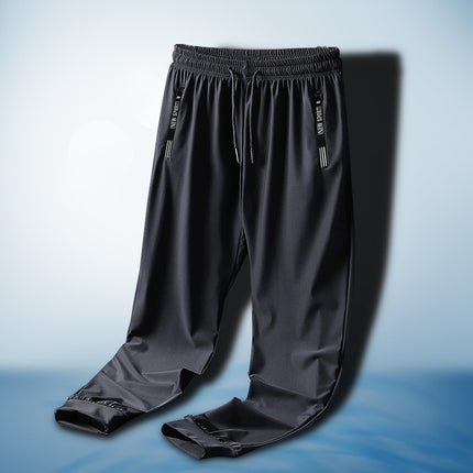 Summer Men's Plus Size Ice Silk Sports Pants Loose Quick-Drying Thin Air Conditioning Sports Trousers
