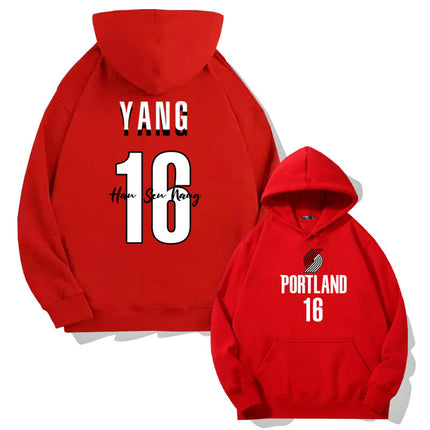 Trailblazer Yang Hanssen No. 16 Fan Hooded Pullover Sweatshirt for Young Men, Autumn Men's Long-Sleeve Jacket Top