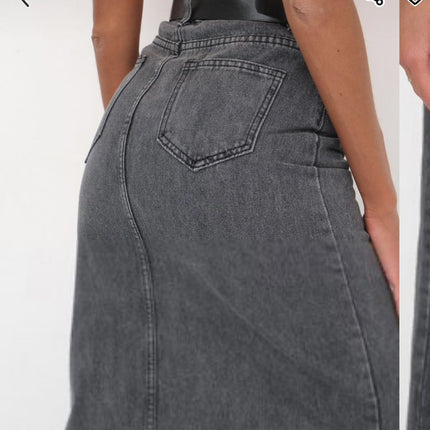 New in stock foreign trade wholesale cross-border European and American style women's high waist split design denim skirt long skirt