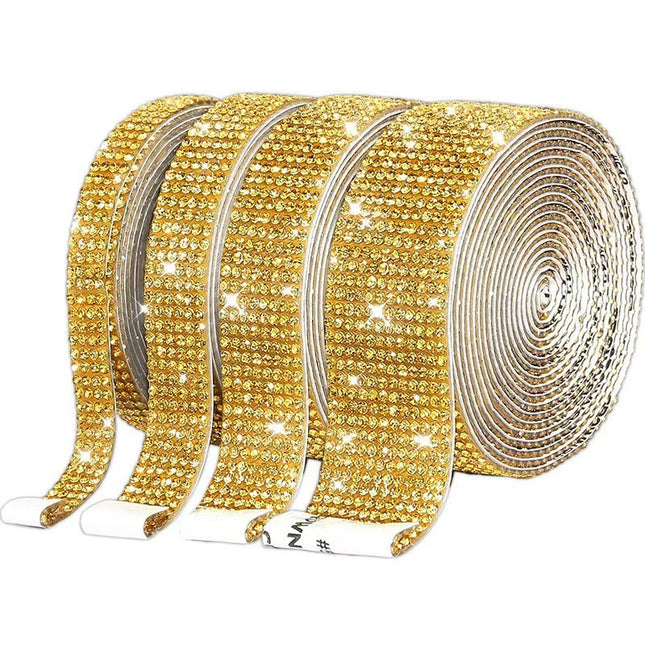 Cross-Border Rhinestone Stickers Self-Adhesive Diamond Strips DIY Clothing Shoes and Hats Rhinestone Strips Decorative with Diamond Stickers Rhinestones with Adhesive Backing Diamond Sheets
