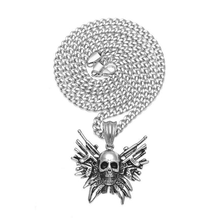 European and American Hip-Hop Stainless Steel Pendant Necklace Punk Rock Style Real Gold Electroplating Simple Versatile Pendant Necklace Wholesale