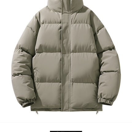 Solid Color Cotton Jacket for Men and Women, Couple's Stand-Collar Puffer Jacket, Winter Cold-Proof, Warm, Thick, Versatile Cotton Coat, Winter Style