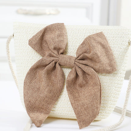 Straw Handmade Bow Woven Mobile Phone Bag Cross-border Hot Selling Women's Crossbody Seaside Straw Woven Crossbody Woven Bag Factory
