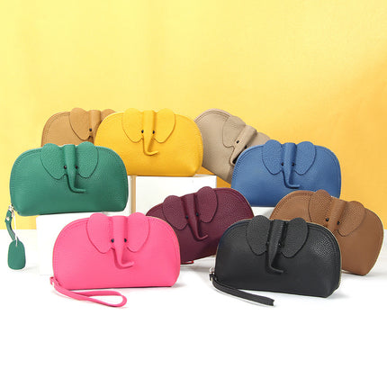 Creative Elephant Fashion Leather Wallet Women's Long Clutch Bag Niche Design ins Soft Leather Clutch Bag Wholesale