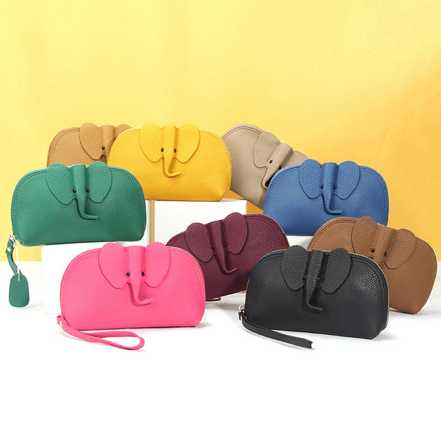 Creative Elephant Fashion Leather Wallet Women's Long Clutch Bag Niche Design ins Soft Leather Clutch Bag Wholesale