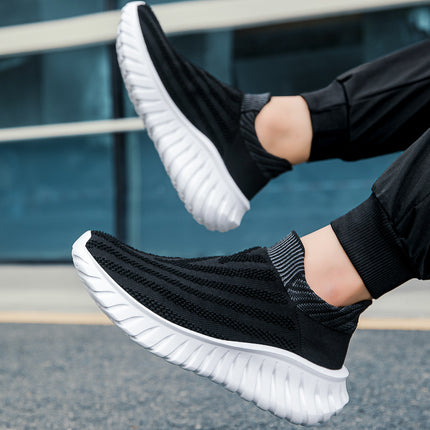 Cross-Border New Couple's Slip-On Summer New Fly-Knit Breathable Running Shoes Girls' Shoes Knitted Women's Shoes