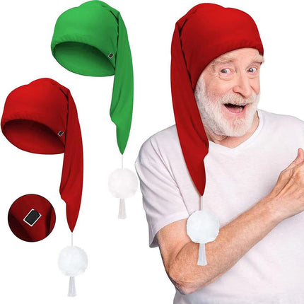 Amazon new men's long hat ladies with white fur ball nightcap adjustable hat circumference can be used for parent-child