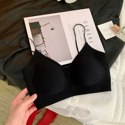 Fragrance Intimates for Women with Small Breasts, Summer Ultra-Thin Cool Silver Silk Spaghetti Straps, Seamless Vest Bra