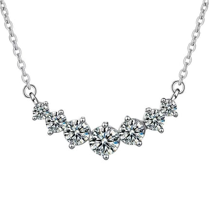 New One-Carat Moissanite Seven-Star Smiley Face Necklace Straight Pendant Jewelry for Women Simple High-End Necklace