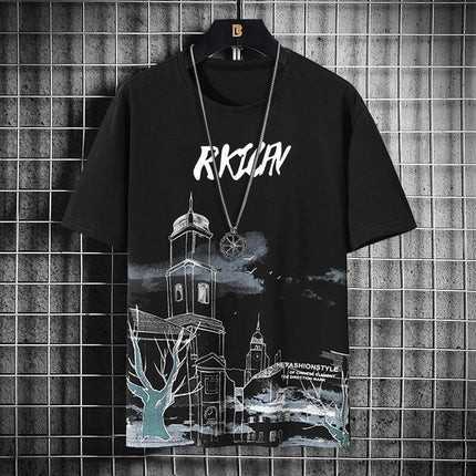 New Quick-drying Ice Silk Gradient suit Men's Short-sleeved T-shirt Summer Casual Shorts Sports Two-piece Handsome Men's Wear