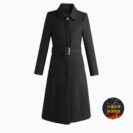 Professional woolen coat women's winter slim-fit mid-length woolen coat with cotton sales department front desk work clothes