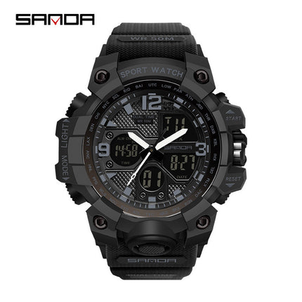 Sanda Hot-Selling Watch Korean Version Student Party Multi-Functional Waterproof Alarm Clock Electronic Watch Cool Dual Display Luminous Sports Watch
