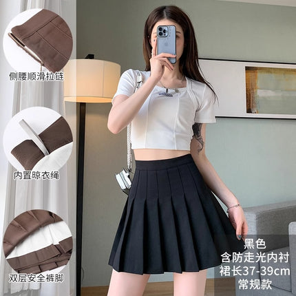 Dark Gray Woolen Pleated Skirt Short Skirt for Women Autumn and Winter 2026 New High-Waisted Slimming Look Preppy Jk Half-Length A-Line Skirt