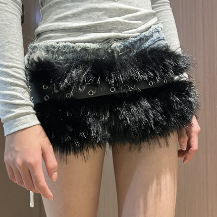 New Rabbit Fur Belt D. I .A OOTD Mao Mao Belt Europe and America Cross-border Hot Sexy Spice Girl Waist Cover Wide Belt