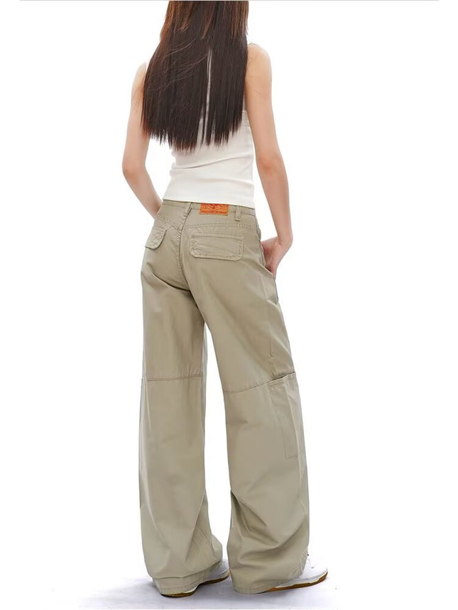 2025 Summer New Style American-Style Loose-Fitting Slimming Casual Patchwork Floor-Length Wide-Leg Pants Loose Long Pants