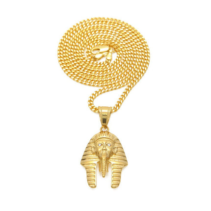 European and American Hip-Hop Stainless Steel Pendant Necklace Punk Rock Style Real Gold Electroplating Simple Versatile Pendant Necklace Wholesale