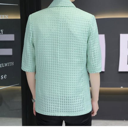 Summer half sleeve thin suit Korean style men's half sleeve fashionable fashionable jacket slim fit trendy summer small suit