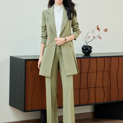 Cross-Border Autumn and Winter New Long-Style Suits, Professional Attire for Women, Mid-Length Fashionable Design, High-End Suit Sets