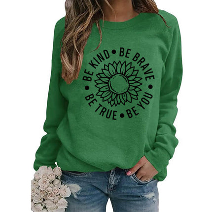 Foreign trade supply be like flower printed round neck jacket sweater European size ladies coat long sleeve cross-border autumn and winter