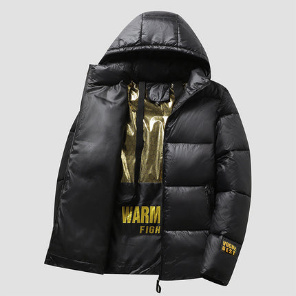 Black Gold Cotton Clothes Men's Coat Couple's Graphene Hooded Cotton-padded Coat Cold-proof Thickened Warm plus size Cotton-padded Coat Coat