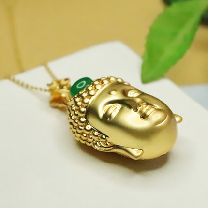 Aiyu Natural Green Agate Buddha Head Pendant Ice Green Chalcedony Buddha Necklace Wholesale Dropshipping S4011904