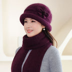 2328# small fur ball eight-character flower dark purple / Individual hat (only hat OH)