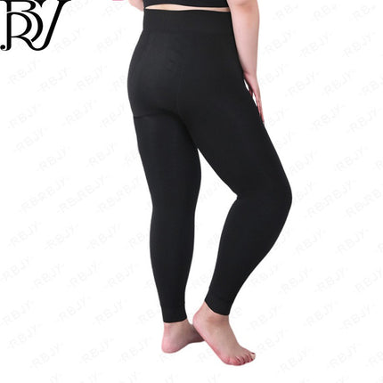 Women's Plus-Size Leggings, Autumn and Winter Thick Fleece Leggings, Thick High-Waisted Polyester Pants for Women, 100kg Fat mm