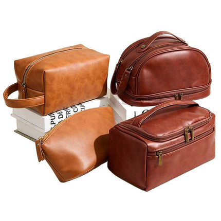 Retro crazy horse pu leather new cross-border cosmetic bag Europe and the United States large capacity travel multi-functional portable washing and storage bag