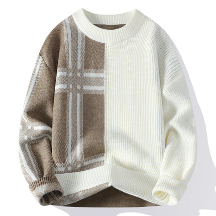 Round Neck Pullover Men's Casual Sweater Casual Color Matching Youth Bottoming Sweater Sweater Trendy Men's Clothing Drop Shipping