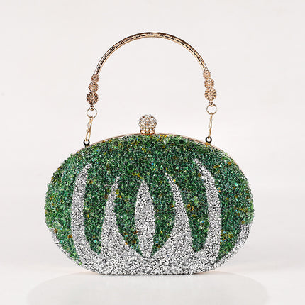 New Pumpkin Women's Bag Cross-border Explosion Diamond-encrusted Oval Bag European and American Fashion Evening Bag