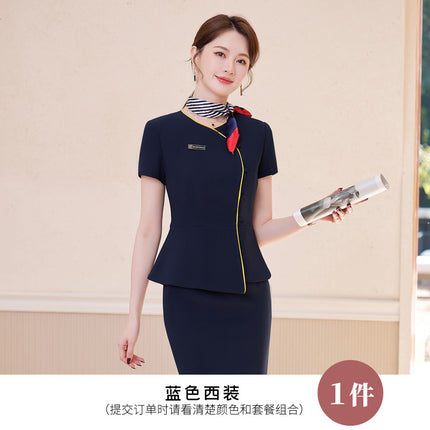 Hotel front desk work clothes fashion suit professional women's clothing jewelry store sales uniform two-piece beauty salon tooling