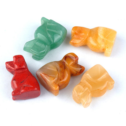 1in Puppy Crystal Agate Stone Mini Carved Small Animal Semi-Precious Stone Crafts Dog Small Ornaments