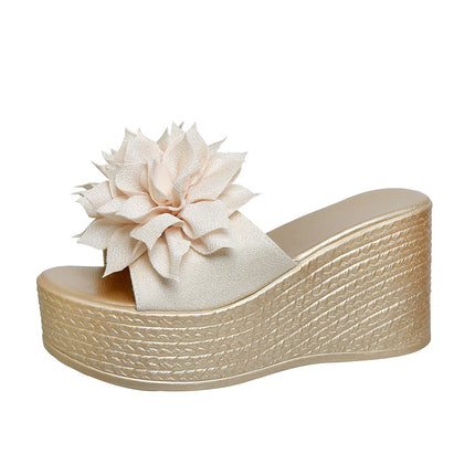 Wedge Women's Sandals for Women 2025 Summer New Export Flower Sponge Cake Thick-Soled Fish Mouth Outer Slippers for Women