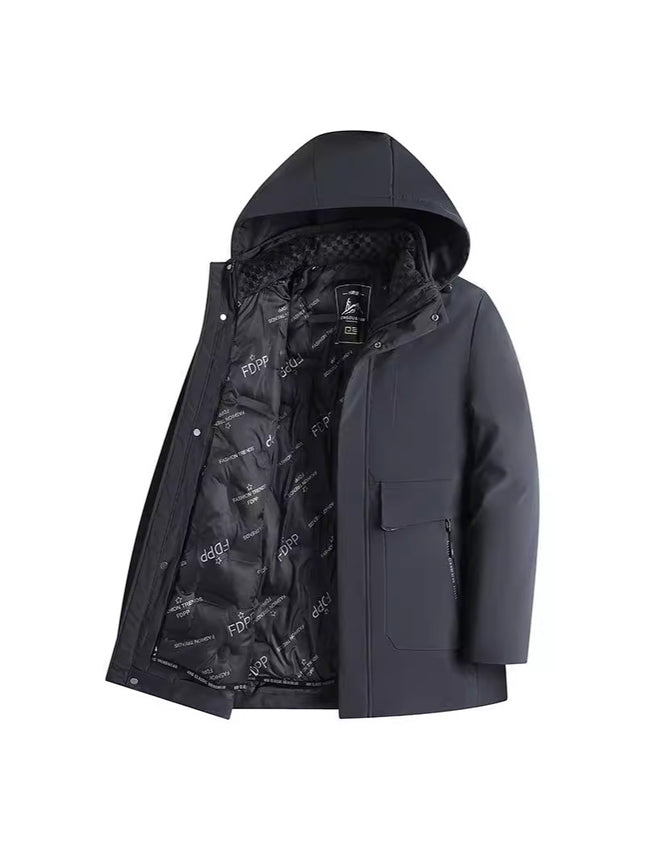 Men's Removable Padded Inner Lining Warm Cotton Jacket Winter Men's Clothing Middle-Aged Business Casual Cotton Coat Thickened