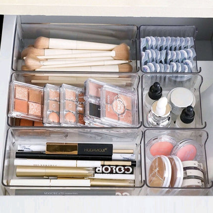 Transparent Notch Storage Box suit Drawer Storage Box Stationery Storage Box Square Cosmetic Storage Box