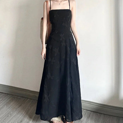 Black Strap Floral dress Children's Summer 2025 New Pear-Shaped Figure French Style Long Dress