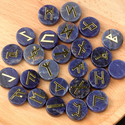 Natural Crystal Agate Rune Letters 25 Pieces Per Pack Disc Set Scandinavian Germanic Stone Jewelry