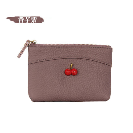 First Layer Cowhide European and American Little Bee Women's Zipper Genuine Leather Coin Purse Genuine Leather Key Ring Bag Mini Coin Bag