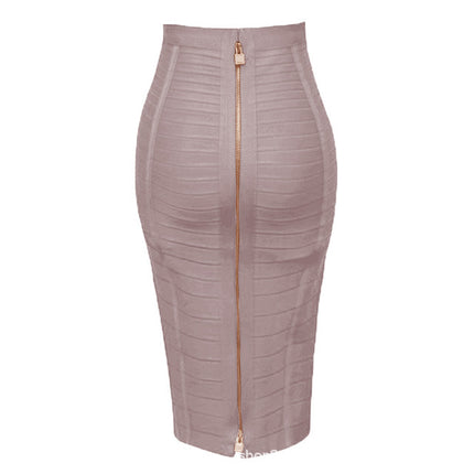 Amazon Aliexpress Best-Selling 16-Color Bandage Skirt Stripesd Zipper Double-Open Sexy High-Waist Hip Skirt Skirt