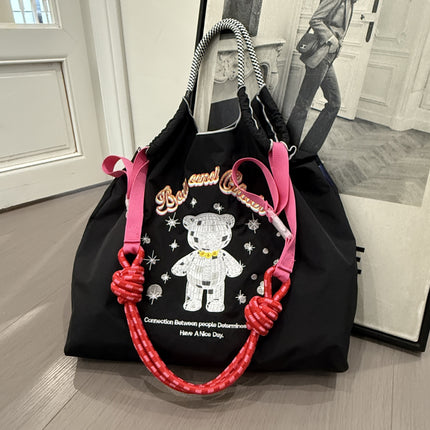 New Canvas Bag Embroidered Shopping Bag Tote Bag Large Capacity Bag Women's Handbag Crossbody Bag