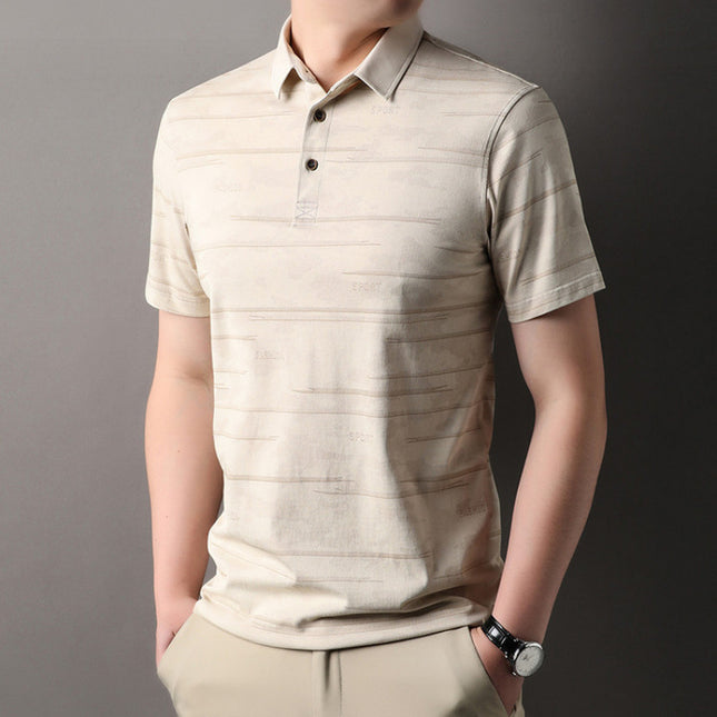 Summer 2025 Men's Cotton Loose plus size Polo Shirt Fashionable Thin Top Cotton T Summer Middle-aged Dad's Dress