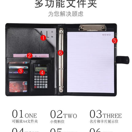 Multi-functional A4 cloth-like leather magnetic buckle loose-leaf folder contract folder business office information manager folder