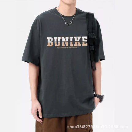 High-end three-pin cotton short-sleeved T-shirt men's three-dimensional flocking brushed silicone design top American fashion brand T-shirt