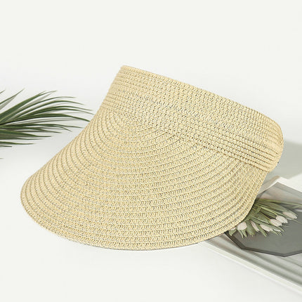Amazon Hot Selling Straw Hat Women's Empty Top Straw Hat Rollable Adjustable Empty Top Straw Hat Duck Tongue Folding Straw Hat