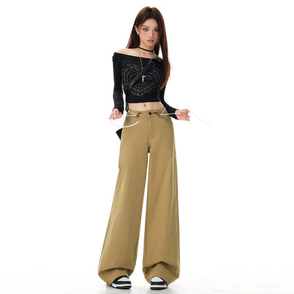 High Street American Jeans for Women 2025 Early Spring New Retro High-Waisted Loose Straight Slimming Look Floor-Length Trousers