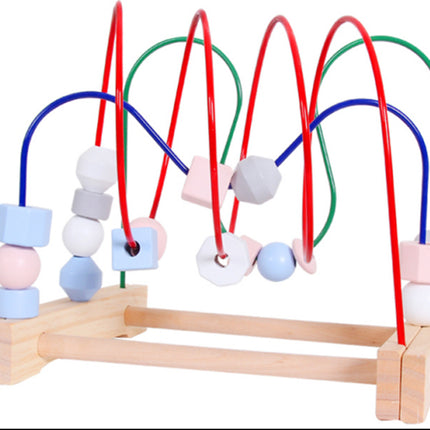 Children's Wooden Multi-Functional Threading Large Bead Color Recognition Early Education Building Blocks Matching Parent-Child Interactive Educational Toys