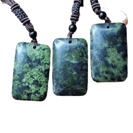 Xizang Jade Medicine King Stone Snake Pattern Jade Peace Pendant Tianzhu Peace Pendant Olive Green Ink Jade Meteorite Pendant